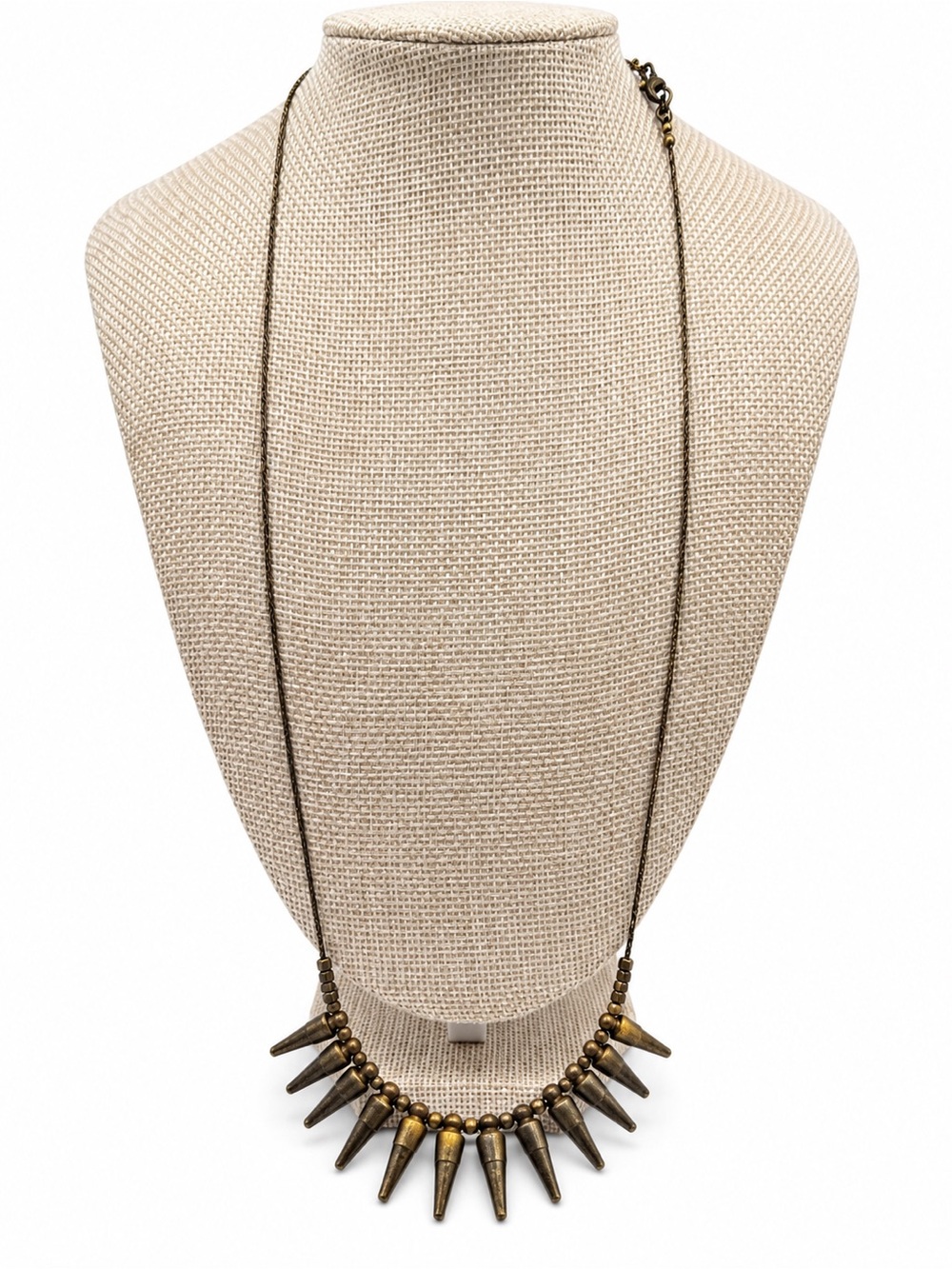Vintage-Inspired Brass Spike Pendant Necklace - Bronze